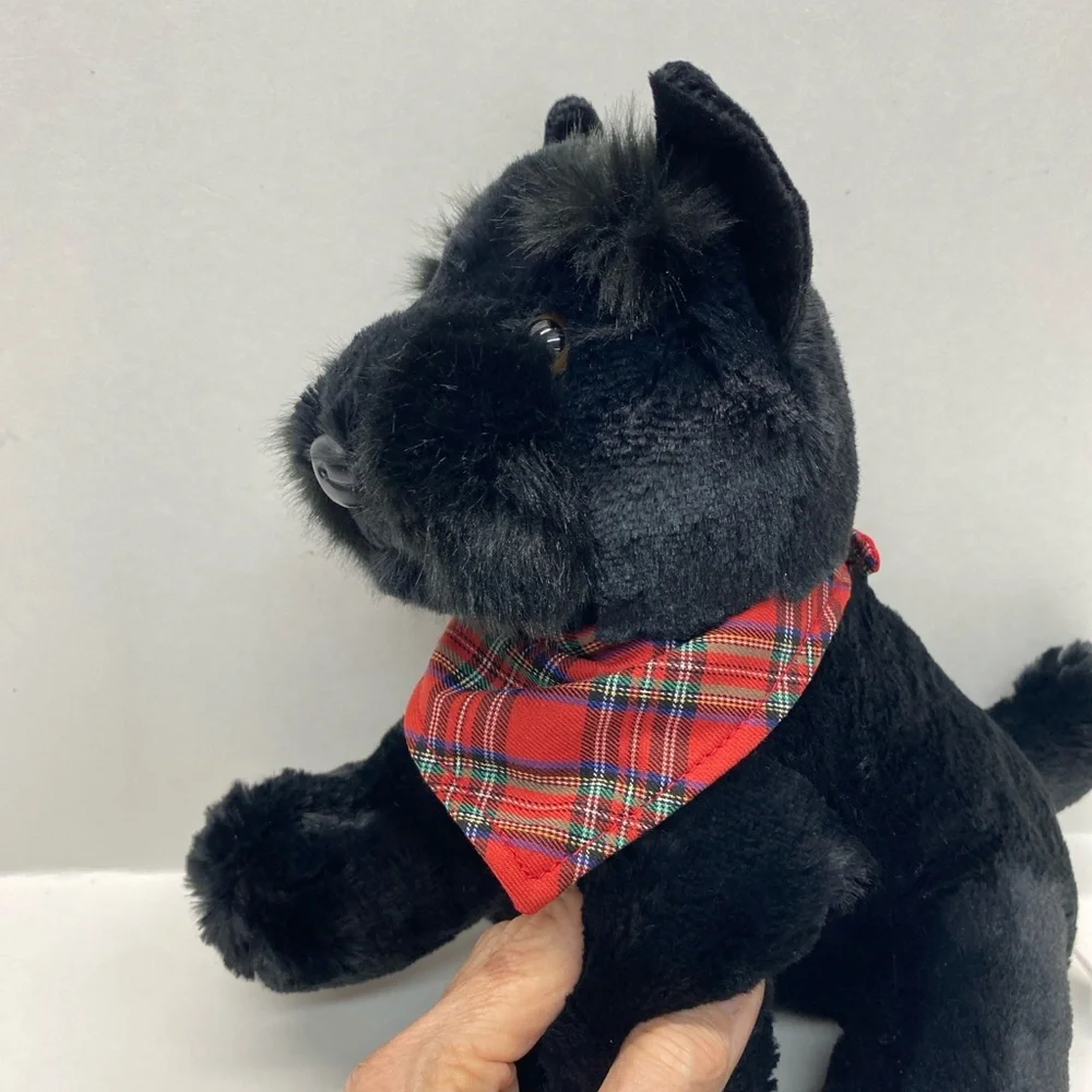 Aurora Scottish Terrier Scottie Dog Plush Black Plaid Bandana Stuffed Animal Toy